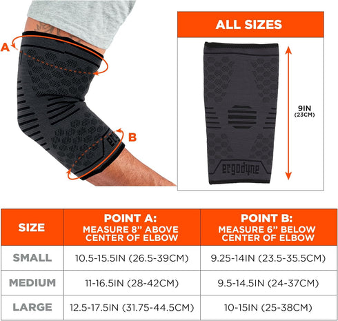 Ergodyne - 16594 ProFlex 651 Elbow Compression Sleeve, Brace Support for Men and Women Black Large...
