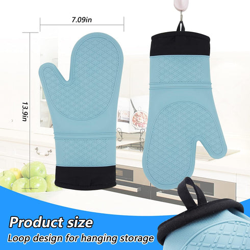 Multi-Purpose Silicone Gloves for Kitchen Cooking: Heat Resistant, Waterproof, and Non-Slip for BBQ, Grill, Microwave, Oven, and Baking...