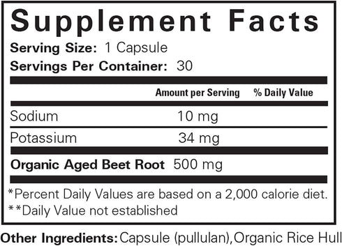 Aged Beet Root Capsules - Beet Pills for Stamina - Organic Beet Root Powder - Nitric Oxide Supplement - Nitrate No Sugar - 30 Capsules - Beet Root...