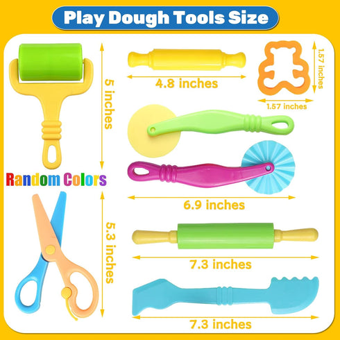Playdough Tools for Kids, 24 Pieces Play Dough Tools Set with Rolling Pins,Playdough Cutters,Playdough Extruders,Scissor...