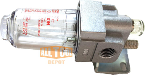 1/4” NPT Mini Lubricator Oiler For Compressed Air Lubricate Pneumatic Air Tools, Poly Bowl With Visible Oil Level, 145 PSI Max...