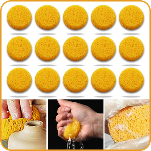 15Pcs Pottery Sponges for Clay, Clay Sponge 3inch, Craft Sponge for Cleaning Sponge Horse Bridle, Round Sponge, Clay sponges for Pottery, for Kitc...