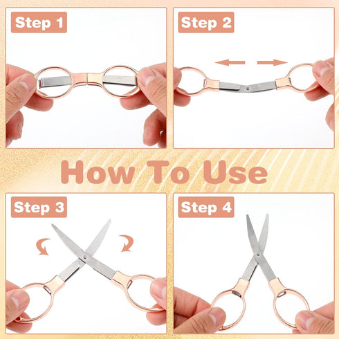 2 Pcs Folding Scissors, Portable Travel Scissors, Safe Small Scissors Stainless Steel Retractable Mini Scissors Glasses-Shaped Telescopic Cutter f...