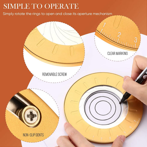 Zonon Circle Drawing Maker Stainless Steel Adjustable Round Circle Template Tool Ring Making Tool with Black Flannelette Bag for Drafting, 125 mm(...