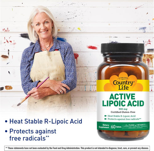 Country Life R-Alpha Lipoic Acid Complex 300mg - Alpha-Lipoic Acid 270mg & R-Lipoic Acid 30mg - Antioxidant Support - No Yeast, Corn, Wheat, Soy, ...