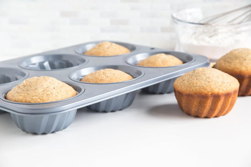 Fox Run Fluted Muffin Pan, 14 x 10.5 x 2 inches, Metallic...