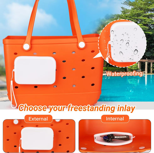 Silicone Bogg Bag Accessories Phone Holder with Zipper,Accessories Set for Bogg Bag Contain 2PCS Charms, Waterproof Cell Phone Holder Compatible w...