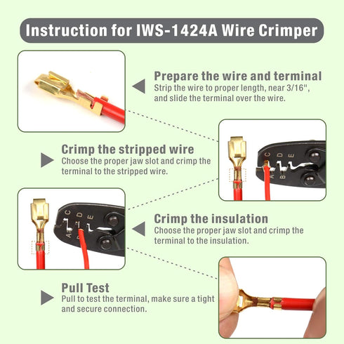 iCrimp Non Insulated Open Barrel Terminal Crimp Tool - Wire Crimper for Molex, Delphi, AMP/Tyco, Harley, PC/Computer, Automotive 24-14 AWG...