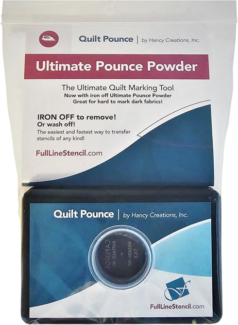 Ultimate Quilt Pounce Pad with Refillable Iron-off Chalk Powder, for Design Transfer and Fabric Marking using Quilting Stencils – 2 oz White Chalk...