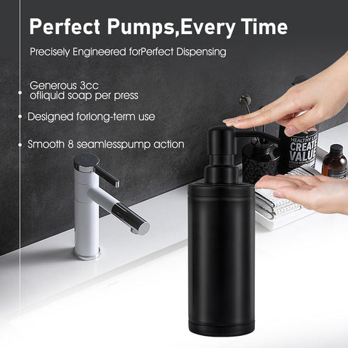 GAPPO Matte Black Soap Dispenser Stainless Steel Metal Pump Hand Lotion Bottle for Bathroom, Bedroom and Kitchen(300ML/10.15Ounce)...