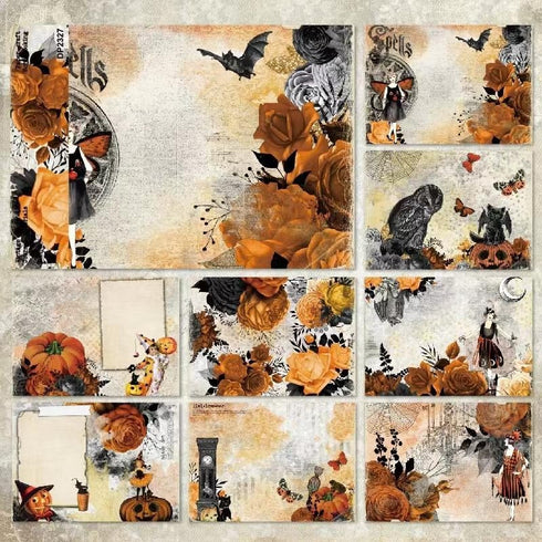 A5 size Happy Halloween Theme Dot Scrapbook, Pumpkin DIY Album Scrapbook Paper,Greeting Card Making Background Paper Craft Supplies Painting Decor...