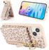 iPhone 15 Case with Card Holder for Women, iPhone 15 Phone Case Wallet with Strap Credit Card with Kickstand Zipper Case for iPhone15 - Rice Leopa...