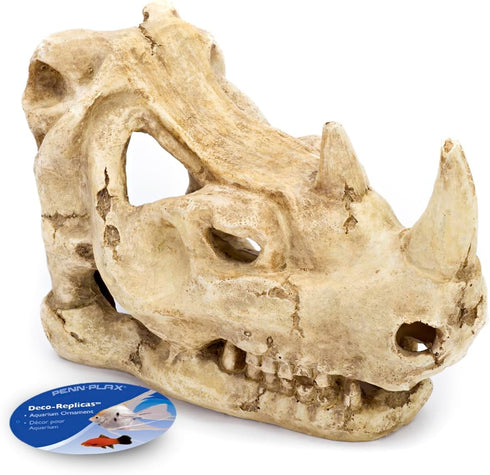 Penn-Plax Rhino Skull Aquarium Decoration - Aged Dinosaur Skeleton Décor – for Fish Tanks (RR1067)...