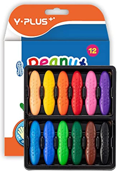 YPLUS Peanut Crayons for Kids, 12 Colors Washable Toddler Crayons, Non-Toxic Baby Crayons for ages 2-4, 1-3, 4-8, Coloring Art Supplies...