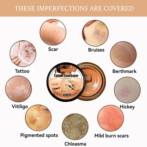 Tattoo Cover Up, Invisible Waterproof Concealer,Long Lasting Professional Skin Makeup Concealer Kit for Body Leg Tattoo, Scars, Dark Spots,Birthma...