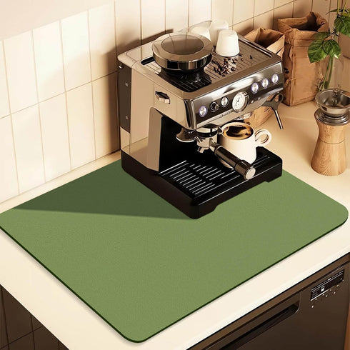 Coffee Mat for Countertops ,Coffee Bar Accessories Fit Under Coffee Maker Espresso Machine, Absorbent Hide Stain Rubber Mat for Countertop ,Dish D...