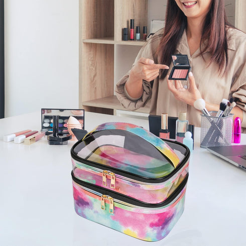 Cosmetic Bag Makeup Bag Travel Cosmetic Bags for Women Makeup bags Cases Portable Waterproof Foldable (Tie-Dye)...