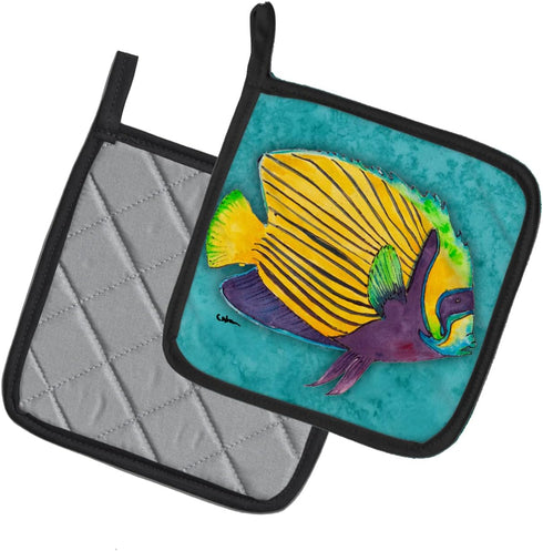 Caroline's Treasures 8674PTHD Tropical Fish Pair of Pot Holders Kitchen Heat Resistant Pot Holders Sets Oven Hot Pads for Cooking Baking BBQ, 7 1/...