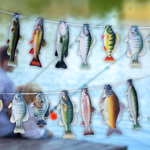Havercamp Gone Fishin String Hanging Banner for Fish Fry, Bass Fishing, Freshwater Pond & Salt Water Tournament Fishing Decorations...