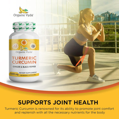 Organic Veda Turmeric and Ginger Capsules 120 pills - Organic Turmeric Curcumin with Black Pepper for Joint Support - Non Gmo, Gluten Free, Turmer...