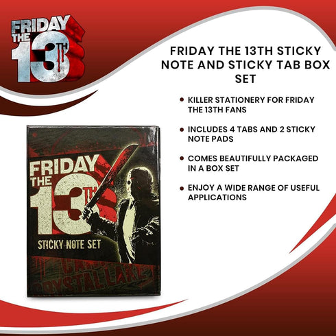Friday the 13th Sticky Note and Sticky Tab Box Set | Work Memo Notepad Stationery Paper | Home School Supplies For College, Business, Office | Jas...