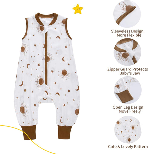 Baby Sleep Sack with Feet 3-12 Months Wearable Blanket Baby 2-Way Zipper TOG 0.5 Infant Sleeping Bag with Button, Comfy Lightweight Sleepsack, Bro...