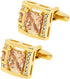 Brown Crystal Gold Cufflinks for Men Lady In Gift Case Classic Square Gemstone Men's Cufflinks Jewelry Set for Wedding Anniversary Business Party ...