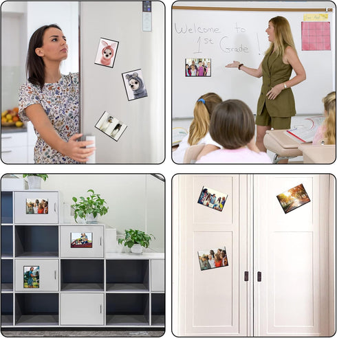 Black Magnetic Picture Frame 5X7 for Refrigerator-8 Pack,Black Photo Magnets Sleeves with Matte Film Cover,Less Reflection......