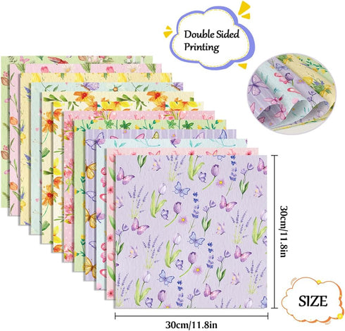 Scrapbook Paper 11.8x11.8 Inch Spring Flowers Pattern Paper Double-Sided Craft Paper Decorative Paper Folded Flat for Art Craft DIY Card Making, S...