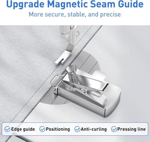 Armilem Magnetic Seam Guide for Sewing Machine, Magnetic Seam Guide with Clip, Multifucntional Seam Guide, Hemmer Guide, Magnet Hem Guide for Sewi...