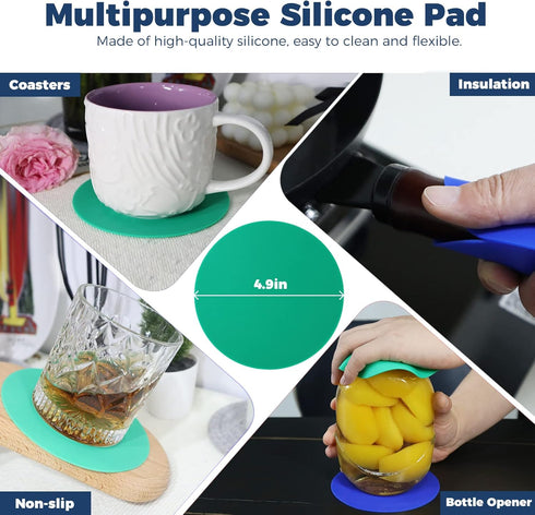 Jar Openers for Seniors, 2 Pcs Non Slip Rubber Jar Opener Gripper Pad, Adjustable Can Opener Manual, Stainless Steel Jar Lid Opener and Bottle Ope...