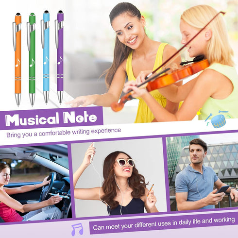 20 Pieces Music Note Ballpoint Pen Funny Pens Stylus Pen Crystal Ballpoint Pens Retractable Touch Screen Pens Motivational Quotes Pen Vibrant Posi...