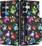 Compatible with Samsung Galaxy S24 Ultra Case Cute with Card Holder/Slim Wallet Phone Case for Women Galaxy S24 Ultra/Colorful Doodle Paws Dog Cra...