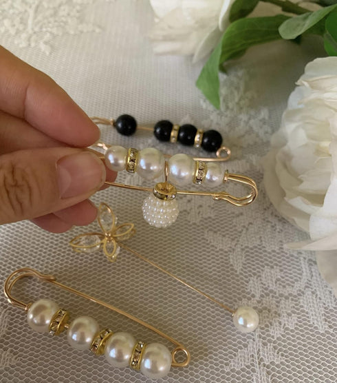 16Pcs Faux Fashion Pearl Brooch Sweater Shawl Clips Artificial Pearls Brooch Safety Pins Waist Pants Extender Cardigan Collar Brooch Clips Dresses...