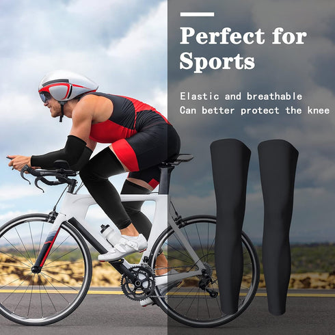 Geyoga 2 Pairs Compression Full Length Leg Sleeve Arm Sleeve for Men Women, Football (Black, Large)...