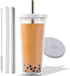 Reusable Boba Cup for Regular Size Bubble Tea (16 Oz), Angled Straws, Leak Proof Design, Double Wall Insulated Bubble Tea Cup...