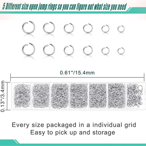 Jump Rings for Jewelry Making Kit, 1500pcs Jewelry Repair Kit for Necklace Bracelet, Lobster Clasps and Closures Repair Supplies Kit with Pliers T...