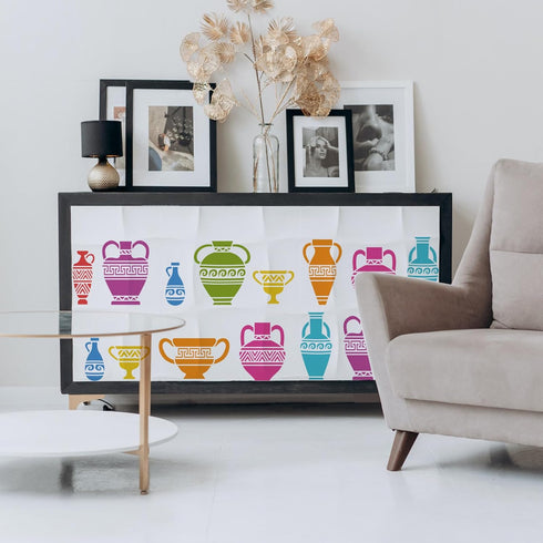 FINGERINSPIRE Vase Border Painting Stencil 11.8x11.8inch Reusable Vase Pattern Drawing Template Tribe Theme Decoration Crafts Stencil for Painting...