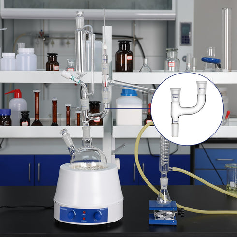 Borosilicate Glass Distillation Adapter, 3 Way Claisen Distilling Adapter with 24/40 Joints Chemistry Apparatus Lab Glassware...