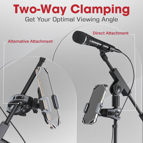 CR-30 SlimClip Mic Stand Phone Holder, iPhone Clamp Mount, Pole Phone Mount, Microphone, Music or Drum Stand, Mic/Phone Clip - for iPhone, Samsung...