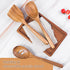 Thick Handle Wooden Spoon Utensils, Set of 3, Wooden Corner Spoons for Cooking, Acacia Wood Slotted Spoons Kitchen ScraperSpatula Safe for Nonstic...