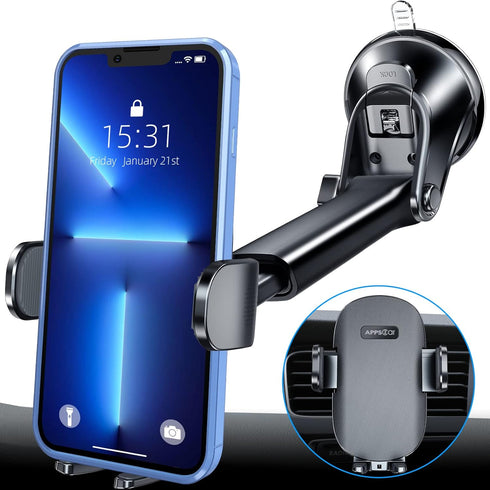 APPS2Car Suction Cup Phone Mount, Windshield/Dashboard/Air Vent Suction Car Phone Holder Mount with Sticky Gel Pad, Compatible with iPhone, Samsun...