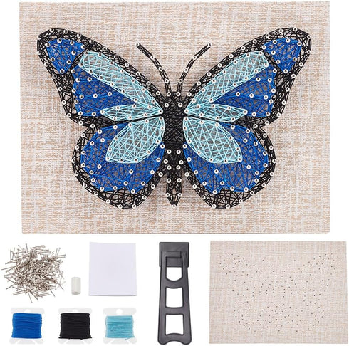 WEBEEDY DIY String Art Kit Blue Butterfly Craft Kit Creative Craft Kits 3D String Art Supplies for Girls Boys Adult Gifts Home Wall Table Decorati...