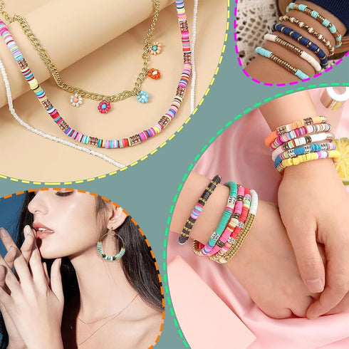 SUNNYCLUE 1 Box 200Pcs Gold Beads 6mm Real 18K Gold Plated Brass Heishi Disc Beads Bulk Flat Round Thick Loose Spacer Bead Golden Rondelle Metal B...