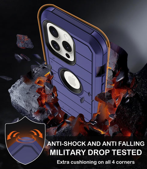for iPhone 14 Pro Max Case with Belt Clip Holster,Built-in Screen Protector,Heavy Duty Shockproof Drop Proof Military Protective Phone Cover with ...