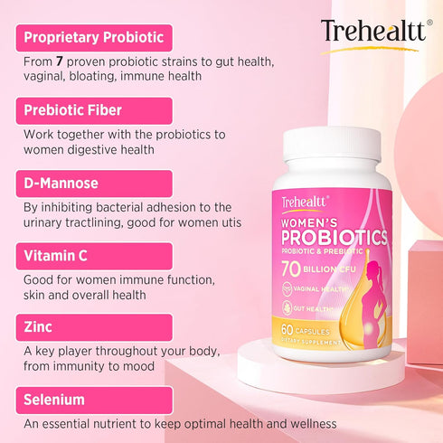 Vaginal Probiotics, 13-in-1 Womens Probiotic, PH Balance with 70 Billion CFU Women Probiotic & Prebiotic & D-Mannose, for Healthy Vaginal Odor & F...