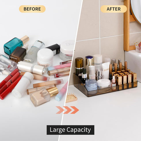 Yesesion Makeup Organizer with 21 Compartments, Large Vanity Storage Box for Lipsticks, Beauty Supplies, Brushes, Skincare Products, Perfume, Eyes...