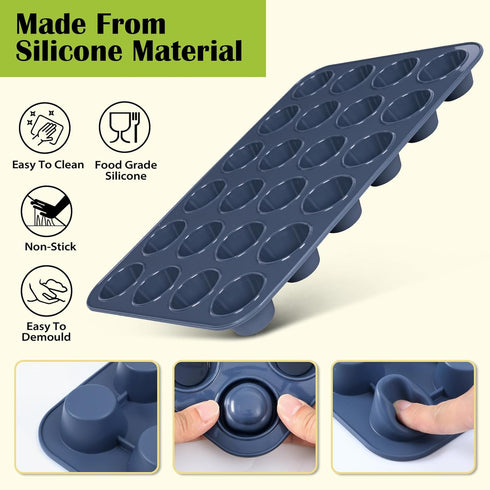 2 pack Mini Silicone Muffin Baking Pan & Cupcake Tray 24 Cups - Nonstick Cake Molds/Tin, Silicon Bakeware, BPA Free, Dishwasher & Microwave Safe (...