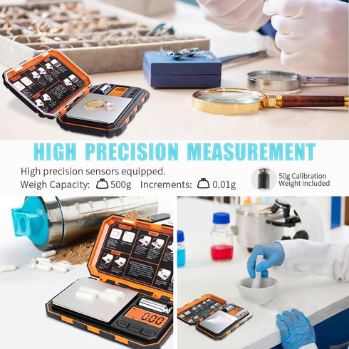 Fuzion Digital Pocket Scale, 500g x 0.01g Gram Scale, Mini Scale 6 Units Jewelry Scale with LCD Display, Tare Function for Food, Jewelry, Coin, Co...