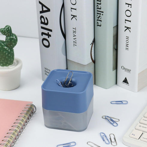 Magnetic Paper Clip Dispenser, Magnetic Paper Clips Organizer, 28mm, with 130 Paper Clip for School Home Office (Blue)...
